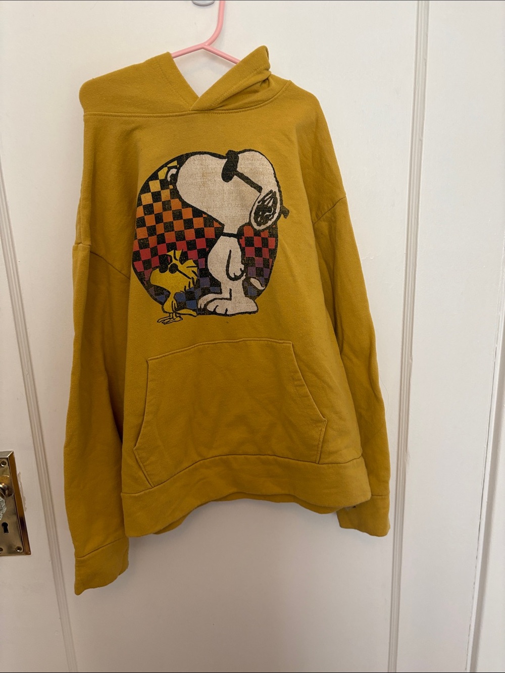 Mustard Yellow Graphic Hoodie Sweatshirt for Men